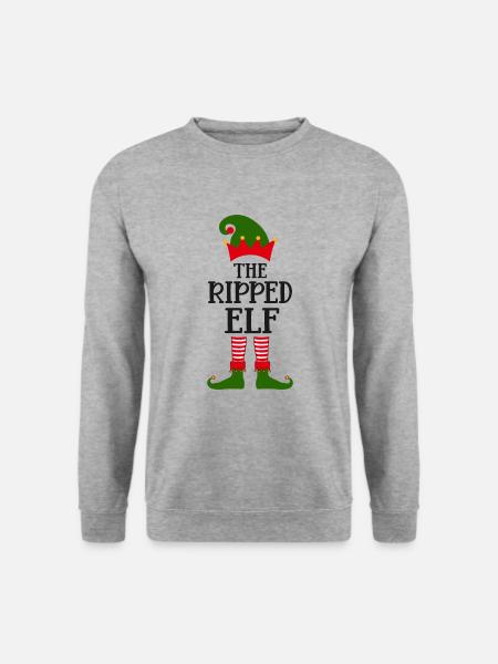 Ugly Christmas Der zerrissene Elf Sprüche - Unisex Pullover - Weißgrau meliert