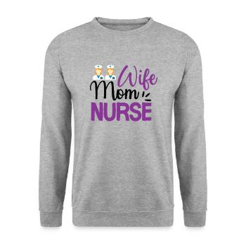 Wife Mom Nurse - Unisex Sweatshirt - salt & pepper - Front - Alina (178cm) & Michal (187cm)