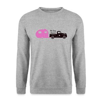 Camping Camper Natur lustiger Spruch - Unisex Pullover - Weißgrau meliert - Vorne - Alina (178cm) & Michal (187cm)