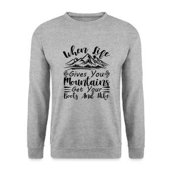 Hiking Nature Outdoor Mountains - Unisex Sweatshirt - salt & pepper - Front - Alina (178cm) & Michal (187cm)