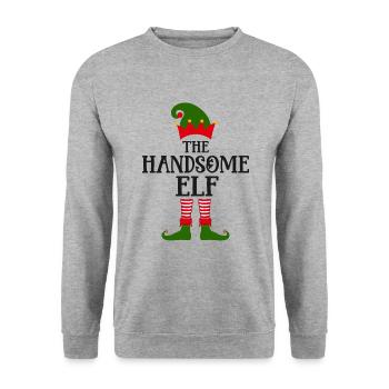 Der gutaussehende Elf Weihnachtszeit - Unisex Pullover - Weißgrau meliert - Vorne - Alina (178cm) & Michal (187cm)