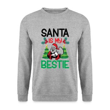 Le Père Noël est mon meilleur ami - Sweat-shirt Unisexe - gris chiné - Devant - Alina (178cm) & Michal (187cm)