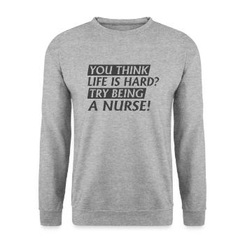 Try to be a nurse - Unisex Sweatshirt - salt & pepper - Front - Alina (178cm) & Michal (187cm)