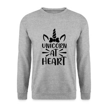 Licorne dans l’âme Licorne - Sweat-shirt Unisexe - gris chiné - Devant - Alina (178cm) & Michal (187cm)