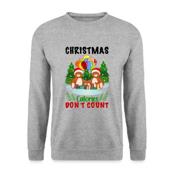 Ugly Christmas Ugly Christmas Calorie Sayings - Unisex Sweatshirt - salt & pepper - Front - Alina (178cm) & Michal (187cm)