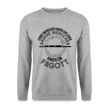 Fagott Instrument Bass Fagottist - Unisex Pullover - Weißgrau meliert - Vorne - Alina (178cm) & Michal (187cm)