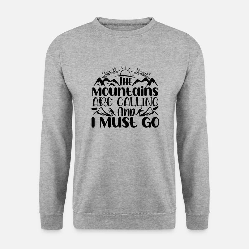 Die Berge rufen - Unisex Pullover - Weißgrau meliert
