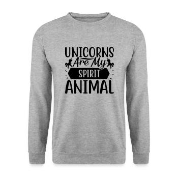 Les licornes sont mon animal spirituel Licorne - Sweat-shirt Unisexe - gris chiné - Devant - Alina (178cm) & Michal (187cm)