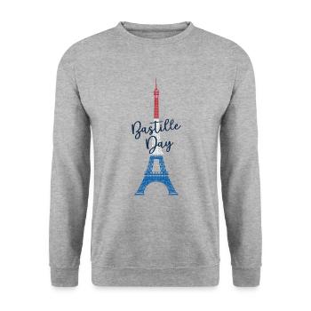 Tag des Eiffelturm Paris Souvenir Liebe Frankreich - Unisex Pullover - Weißgrau meliert - Vorne - Alina (178cm) & Michal (187cm)