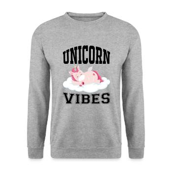Unicorn Vibes Unicorn - Sweat-shirt Unisexe - gris chiné - Devant - Alina (178cm) & Michal (187cm)