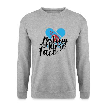 Resting nurse face - Unisex Sweatshirt - salt & pepper - Front - Alina (178cm) & Michal (187cm)