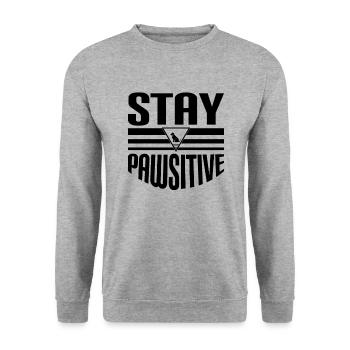 Stay Pawsitive - Unisex Sweatshirt - salt & pepper - Front - Alina (178cm) & Michal (187cm)