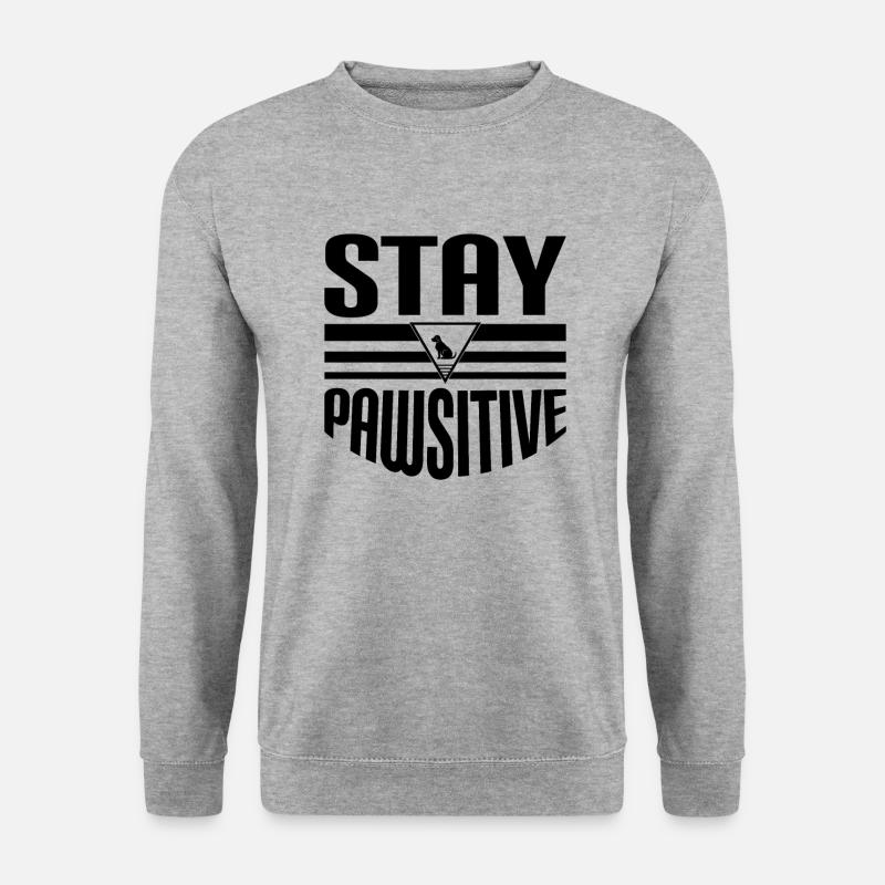 Bleib Pawsitive - Unisex Pullover - Weißgrau meliert