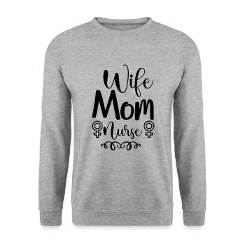Wife Mama Nurse - Unisex Sweatshirt - salt & pepper - Front - Alina (178cm) & Michal (187cm)
