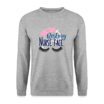 Resting Nurse Face - Unisex Pullover - Weißgrau meliert - Vorne - Alina (178cm) & Michal (187cm)