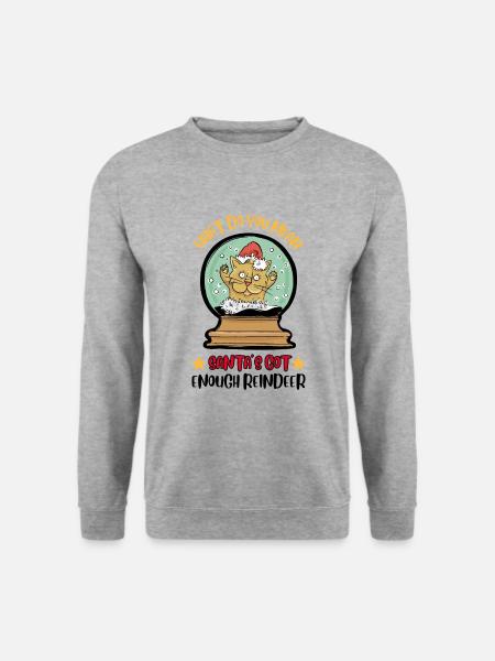 Ugly Christmas Rentier des Weihnachtsmannes - Unisex Pullover - Weißgrau meliert