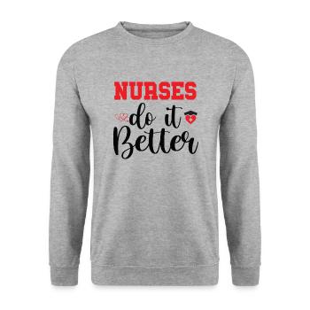 NURSES DO IT BETTER - Unisex Sweatshirt - salt & pepper - Front - Alina (178cm) & Michal (187cm)