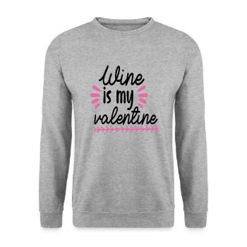 Le vin est ma Saint-Valentin - Sweat-shirt Unisexe - gris chiné - Devant - Alina (178cm) & Michal (187cm)
