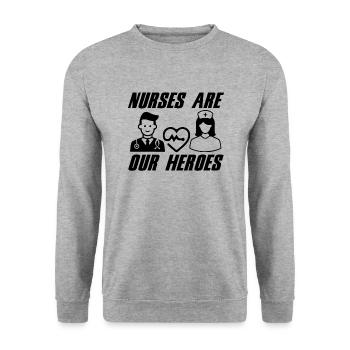 Les infirmières sont nos héroïnes - Sweat-shirt Unisexe - gris chiné - Devant - Alina (178cm) & Michal (187cm)