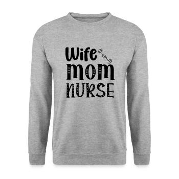 Wife Mama Nurse - Unisex Sweatshirt - salt & pepper - Front - Alina (178cm) & Michal (187cm)