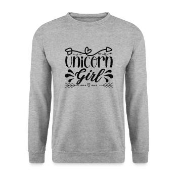 Licorne Fille Licorne - Sweat-shirt Unisexe - gris chiné - Devant - Alina (178cm) & Michal (187cm)
