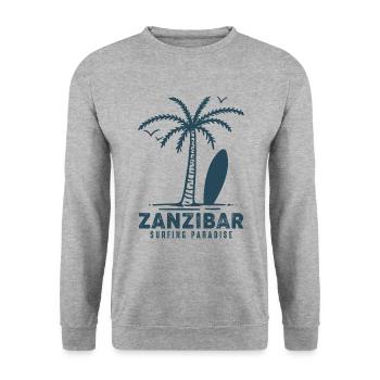 Tansania Palmenstrand Paradies Souvenir Arika - Unisex Pullover - Weißgrau meliert - Vorne - Alina (178cm) & Michal (187cm)