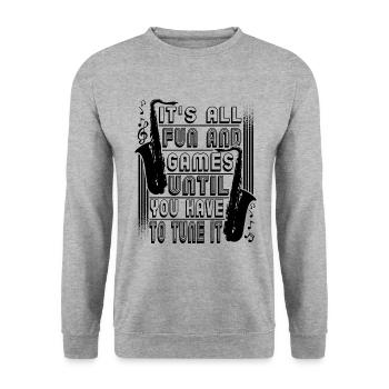 Saxophone Lecteur de saxophone - Sweat-shirt Unisexe - gris chiné - Devant - Alina (178cm) & Michal (187cm)