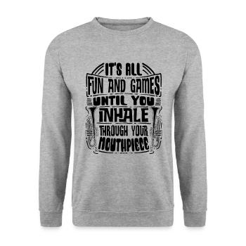 Trumpeter Trumpet Instrument Brass Music - Unisex Sweatshirt - salt & pepper - Front - Alina (178cm) & Michal (187cm)
