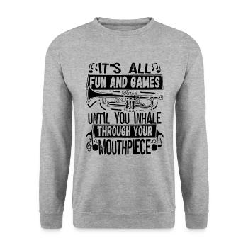 Trompeter Trompete Instrument Blechblasmusik - Unisex Pullover - Weißgrau meliert - Vorne - Alina (178cm) & Michal (187cm)