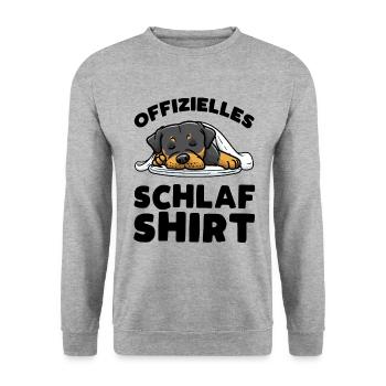 Rottweiler Hund Schlaf Schlafen Schlummern - Unisex Pullover - Weißgrau meliert - Vorne - Alina (178cm) & Michal (187cm)