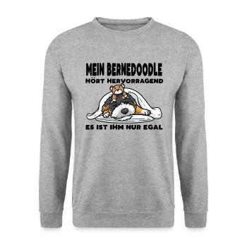 Bernedoodle Hund - Unisex Pullover - Weißgrau meliert - Vorne - Alina (178cm) & Michal (187cm)