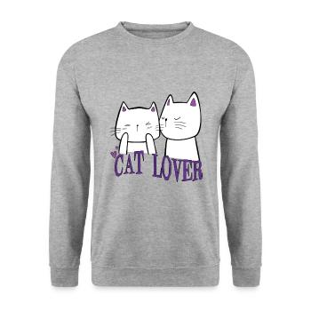Wickedly Handsome Evil Cute Cat - Unisex Sweatshirt - salt & pepper - Front - Alina (178cm) & Michal (187cm)