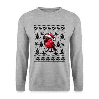 Noël d’oiseau cardinal rouge - Sweat-shirt Unisexe - gris chiné - Devant - Alina (178cm) & Michal (187cm)