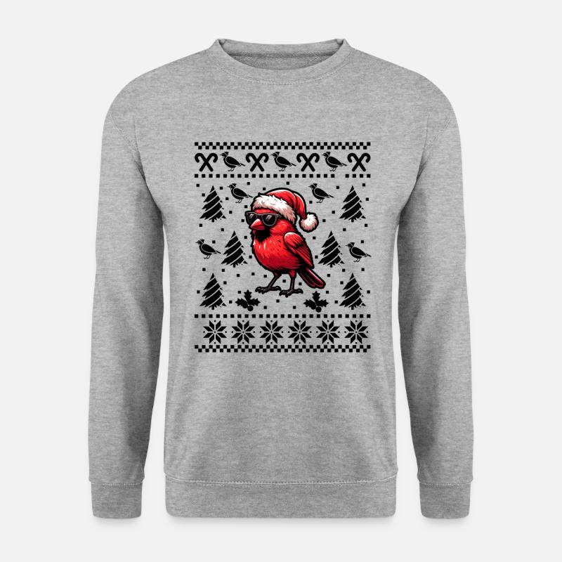 Rotkardinal Vogel Weihnachten - Unisex Pullover - Weißgrau meliert