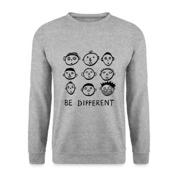 Be different sei anders statement cool lustig - Unisex Pullover - Weißgrau meliert - Vorne - Alina (178cm) & Michal (187cm)