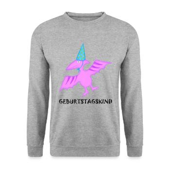 Anniversaire Garçon Ptéranodon Ptérosaure Dinosaure - Sweat-shirt Unisexe - gris chiné - Devant - Alina (178cm) & Michal (187cm)