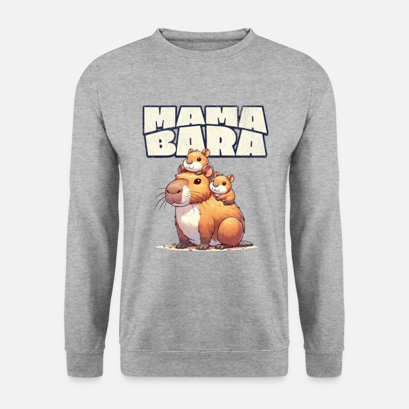 Mamabara Mutter Capybara - Unisex Pullover - Weißgrau meliert