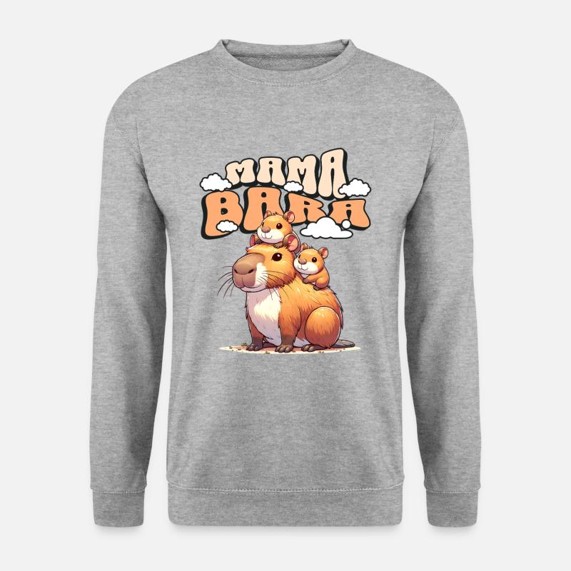 Mamabara Mutter Capybara - Unisex Pullover - Weißgrau meliert