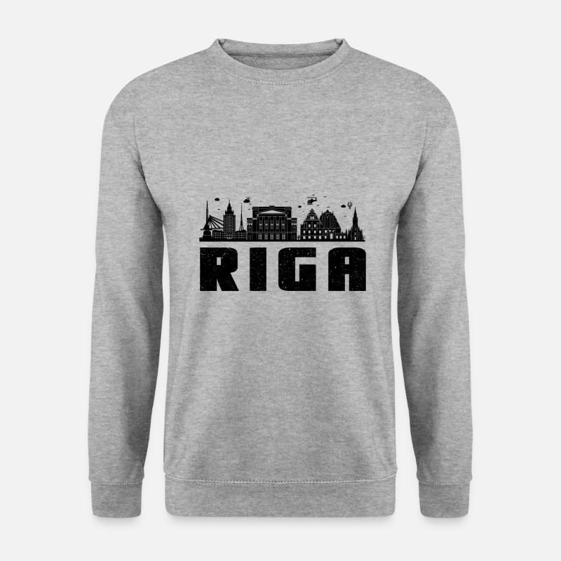 Riga Stadt Portrait und Urlaubsziel Geschenk - Unisex Pullover - Weißgrau meliert