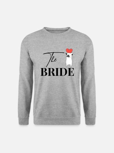 Die Braut Bride Mops JGA Junggesellenabschied - Unisex Pullover - Weißgrau meliert