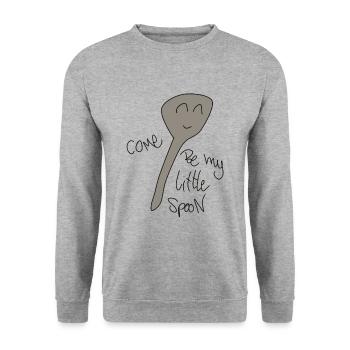 Come be my little Spoon - Unisex Pullover - Weißgrau meliert - Vorne - Alina (178cm) & Michal (187cm)