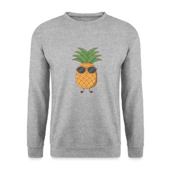 Coole Ananas Sommer Sonne Strand Beach Summer - Unisex Pullover - Weißgrau meliert - Vorne - Alina (178cm) & Michal (187cm)