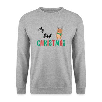 Premier noël premier noël bébé mignon - Sweat-shirt Unisexe - gris chiné - Devant - Alina (178cm) & Michal (187cm)