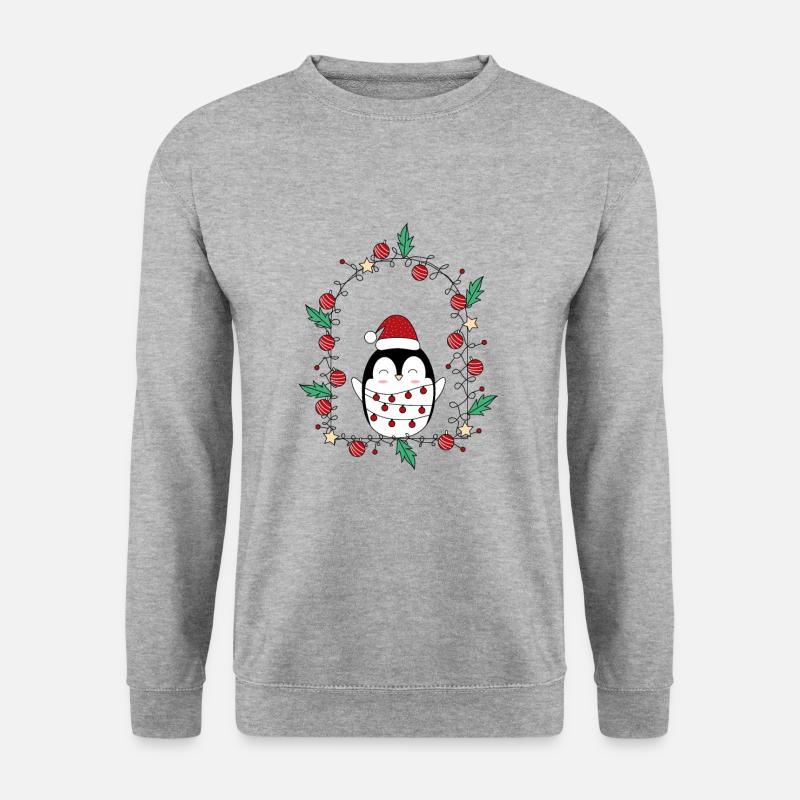 Christmas Pinguin Weihnachten festlich - Unisex Pullover - Weißgrau meliert
