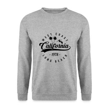 West Coast California Long Beach USA Surfer - Unisex Pullover - Weißgrau meliert - Vorne - Alina (178cm) & Michal (187cm)