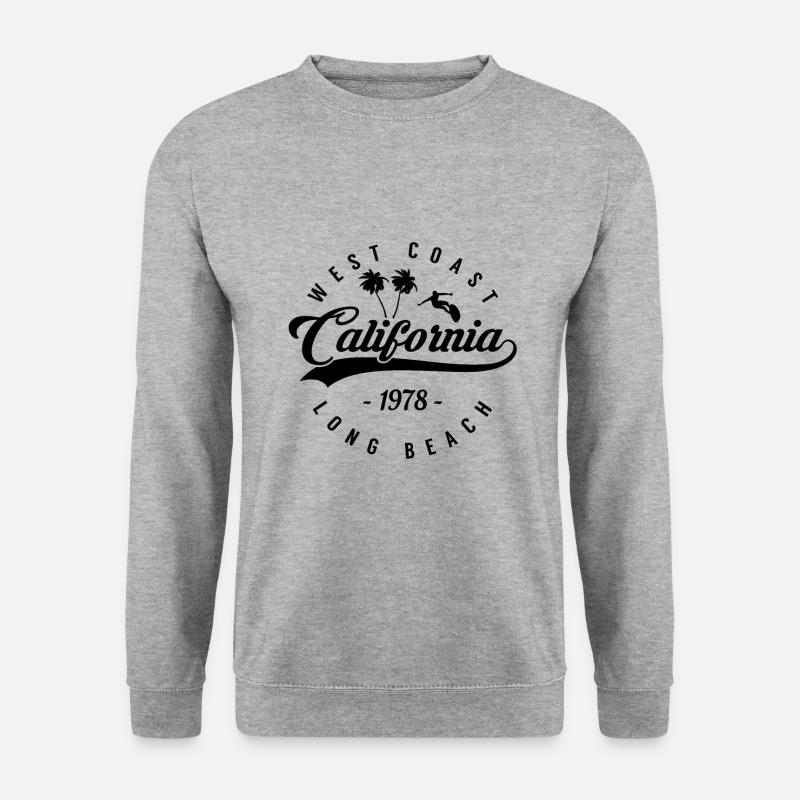 West Coast California Long Beach USA Surfer - Unisex Pullover - Weißgrau meliert