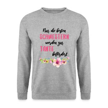 Schwester Tante Schwangerschaft Schwanger Mama - Unisex Pullover - Weißgrau meliert - Vorne - Alina (178cm) & Michal (187cm)