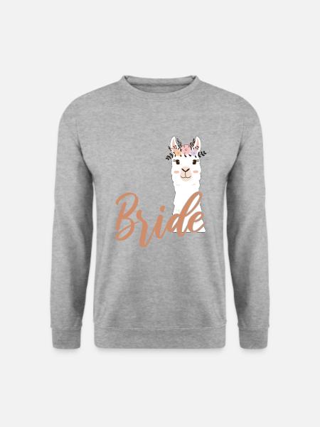 Bride to be Braut Alpaca Lama Alpaka JGA Party - Unisex Pullover - Weißgrau meliert