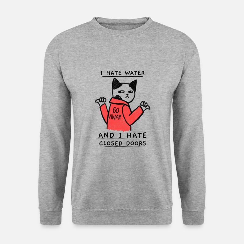 LUSTIGES KATZEN MOTIV - Unisex Pullover - Weißgrau meliert