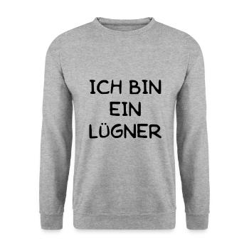 ich bin ein lügner luegner schwindler betrüger - Unisex Pullover - Weißgrau meliert - Vorne - Alina (178cm) & Michal (187cm)